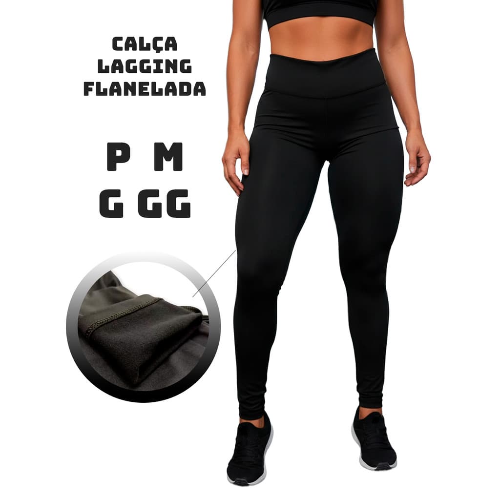 Calça Peluciada Legging Reforçada Flanelada Grossa Forrada Térmica Cintura Alta Academia