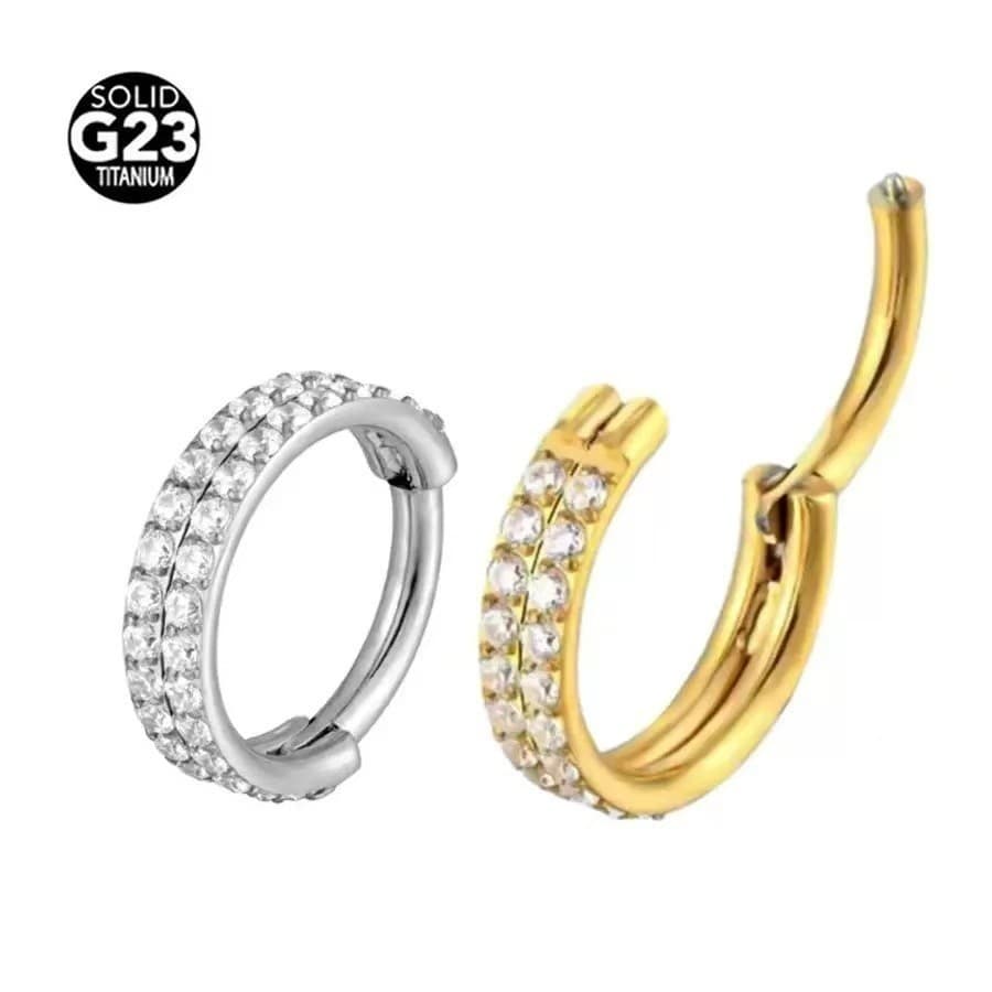G23  Piercing Titânio Conch Argola Segmento Articulado Titânio Zircônia 2 Fileiras