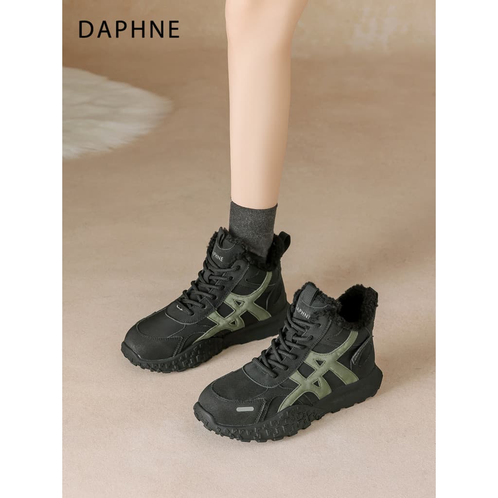 Daphne forro sapatos de algodão quente feminino 2026 inverno novo estilo botas de neve botas casuais femininas de alta q