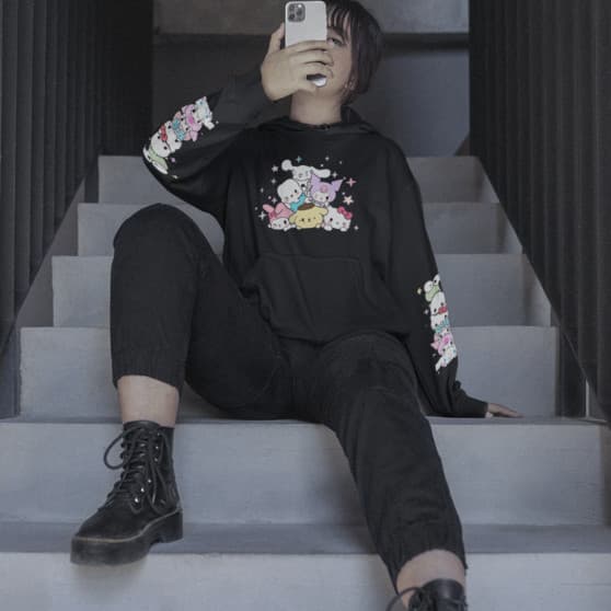 Moletom Canguru Com Capuz Unissex Hello Kitty Cute Amigos Moda Coreana Pulôver