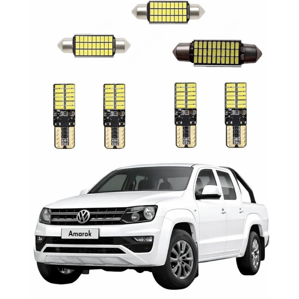 Kit Lampadas Led Canbus Amarok 2018 2019 Farolete Placa Teto T10 Branco Branco-frio