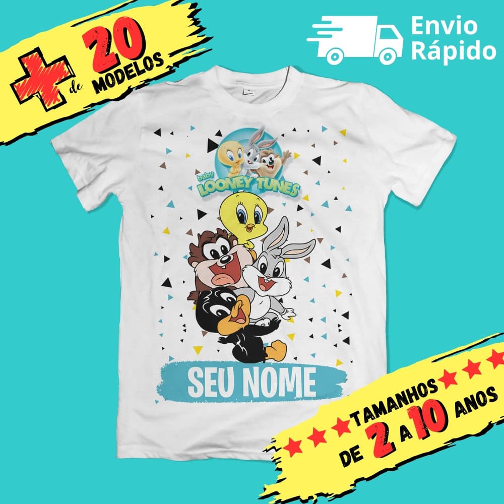 Camiseta Infantil Unissex Baby Looney Tunes Personalizada com nome (Opcional)