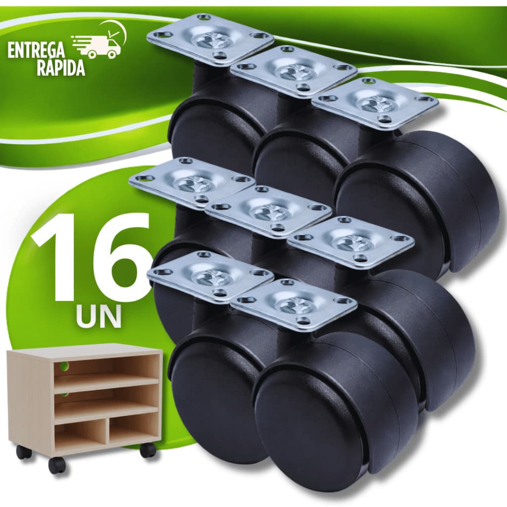 16 Rodinha Rodizio Giratório Peças Giro 360° Resistente Fácil Versátil Mesas Cozinha Moveis Rodinhas