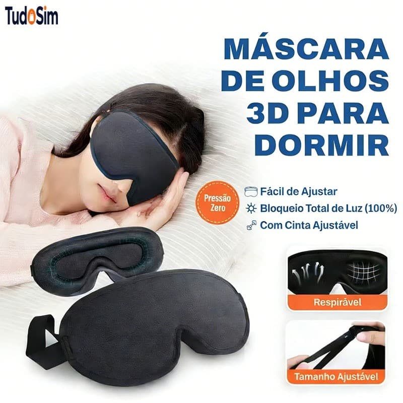 Máscara De Dormir Espuma Confortavel 3D Tapa Olhos Capa Blackout Zero Pressão Eye Viagens E Descanso Noturno