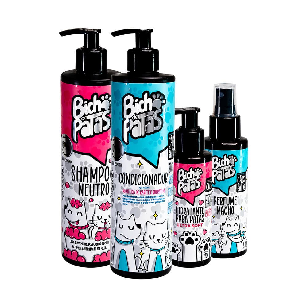 Kit Completo Pet Macho Perfume Shampoo e Hidratante