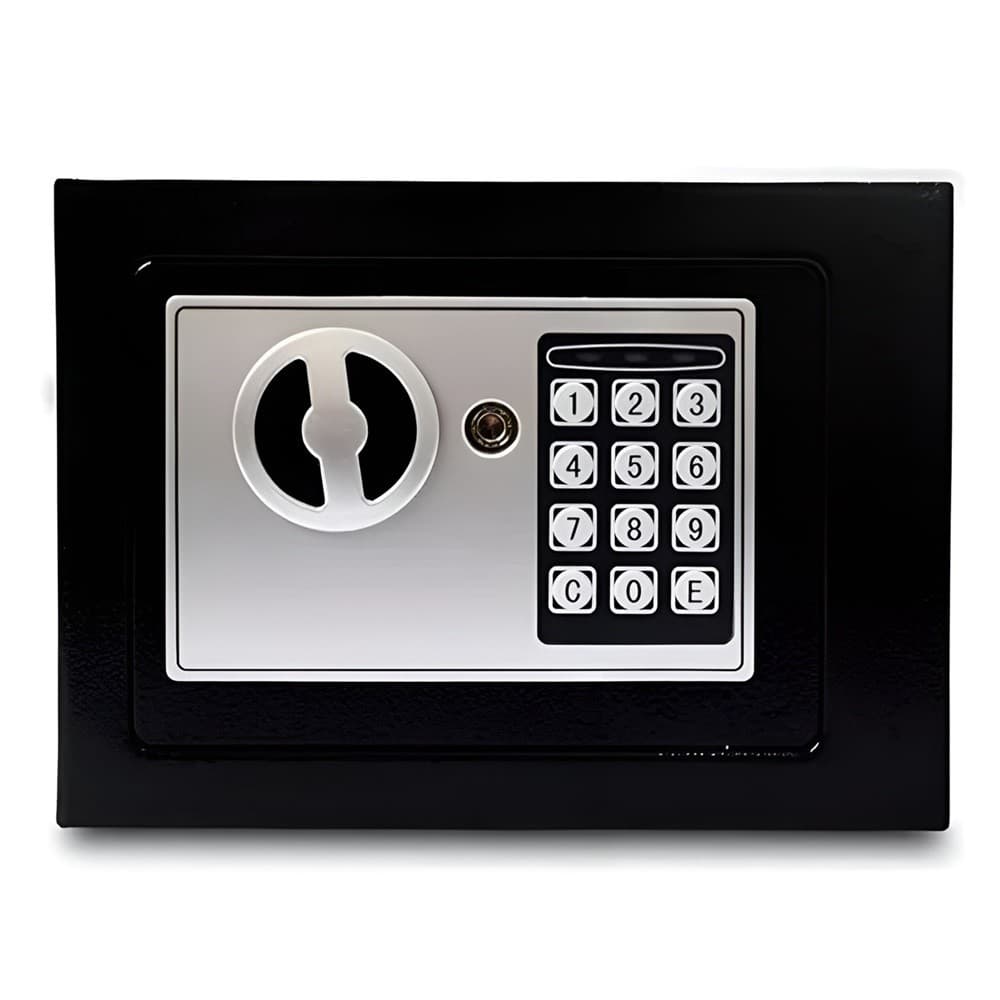 Cofre Eletrônico Digital Teclado Com Senha + 2 Chaves Cor Preto