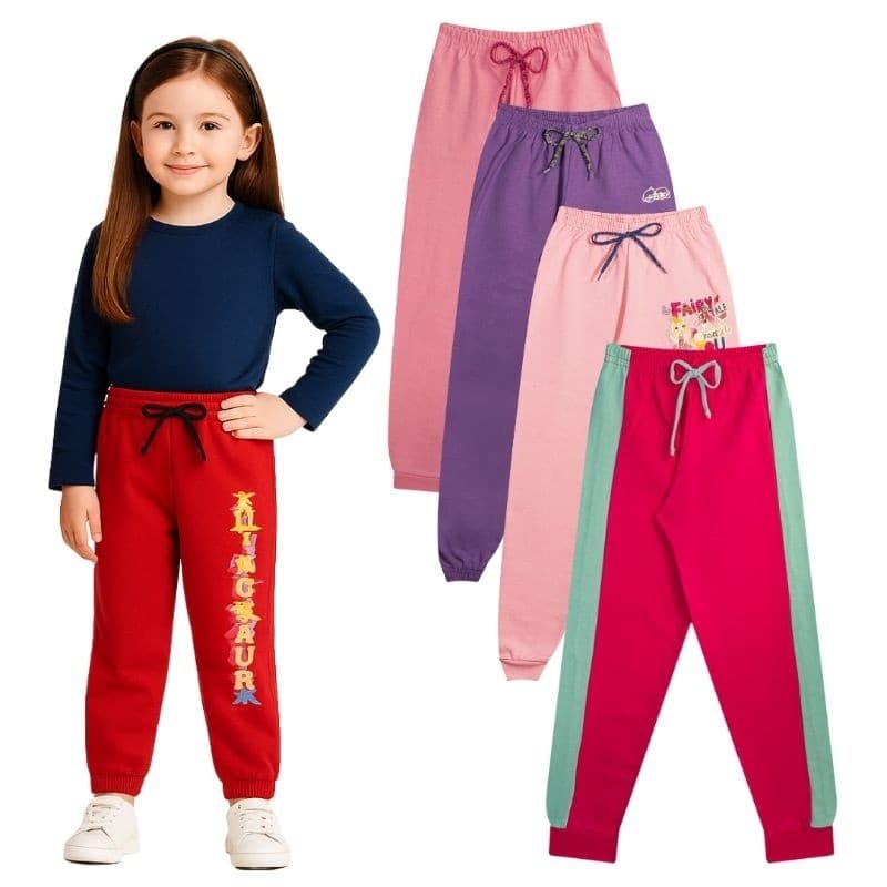 Kit 4 Calças Moletom Infantil Feminina Meia estação Menina Estampada