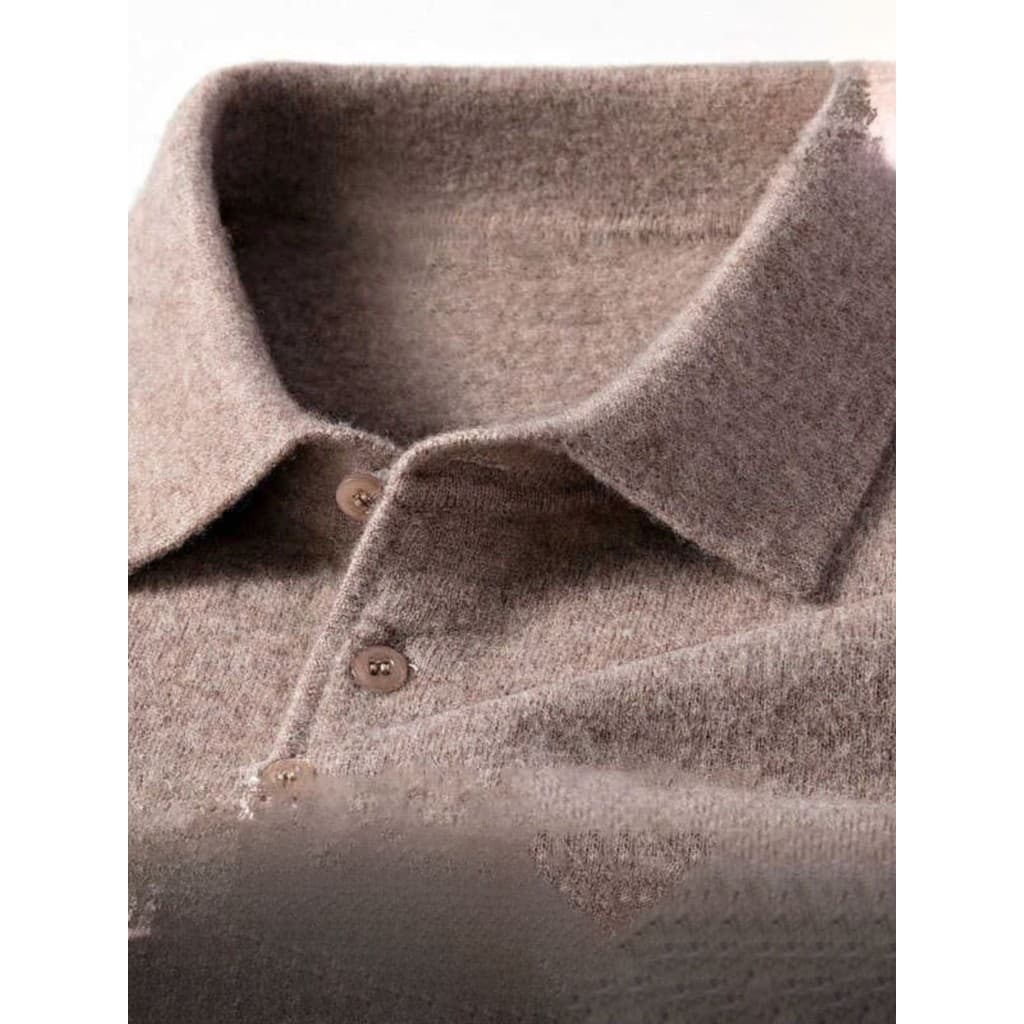 100% lã pura outono inverno engrossado suéter masculino de meia-idade idosos lapela fundo de malha