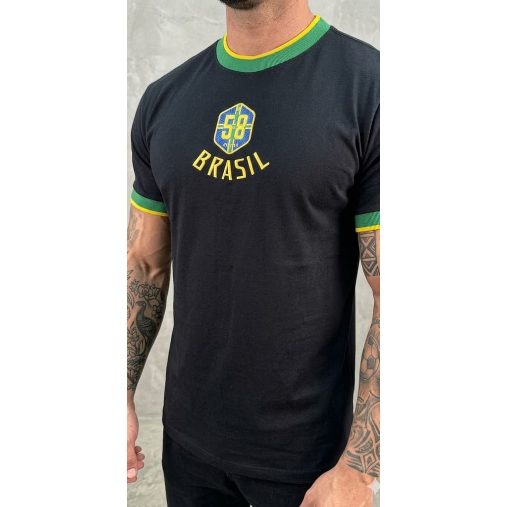 Camiseta Guarnição Estampada Brasil