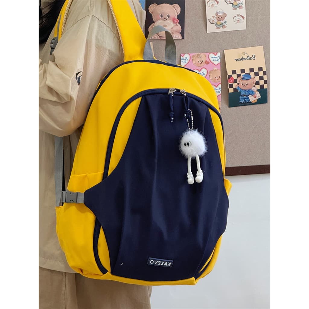 Simples contraste cor mochila feminina 2026 novo estilo All-Match grande capacidade júnior estudante do ensino médio moc
