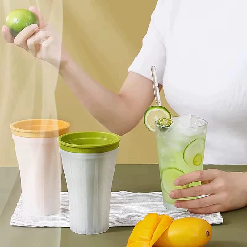 Forma Gelo Smoothie Copo com Tampa Silicone Molde Raspadinha Cubos Bebidas Verão