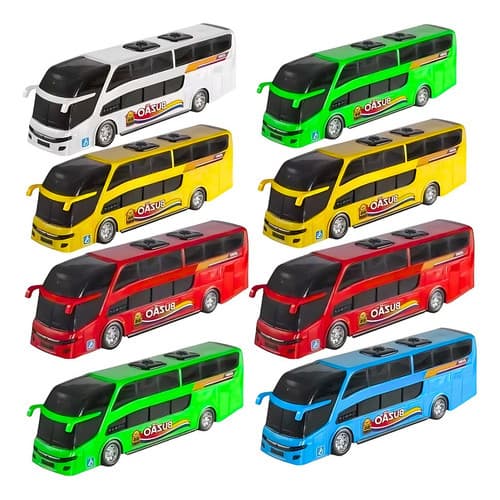 Ônibus Grande de 26cm Kit com 3 Unidades  Buzão Dois Andares Colecionáveis – Brinquedo Infantil