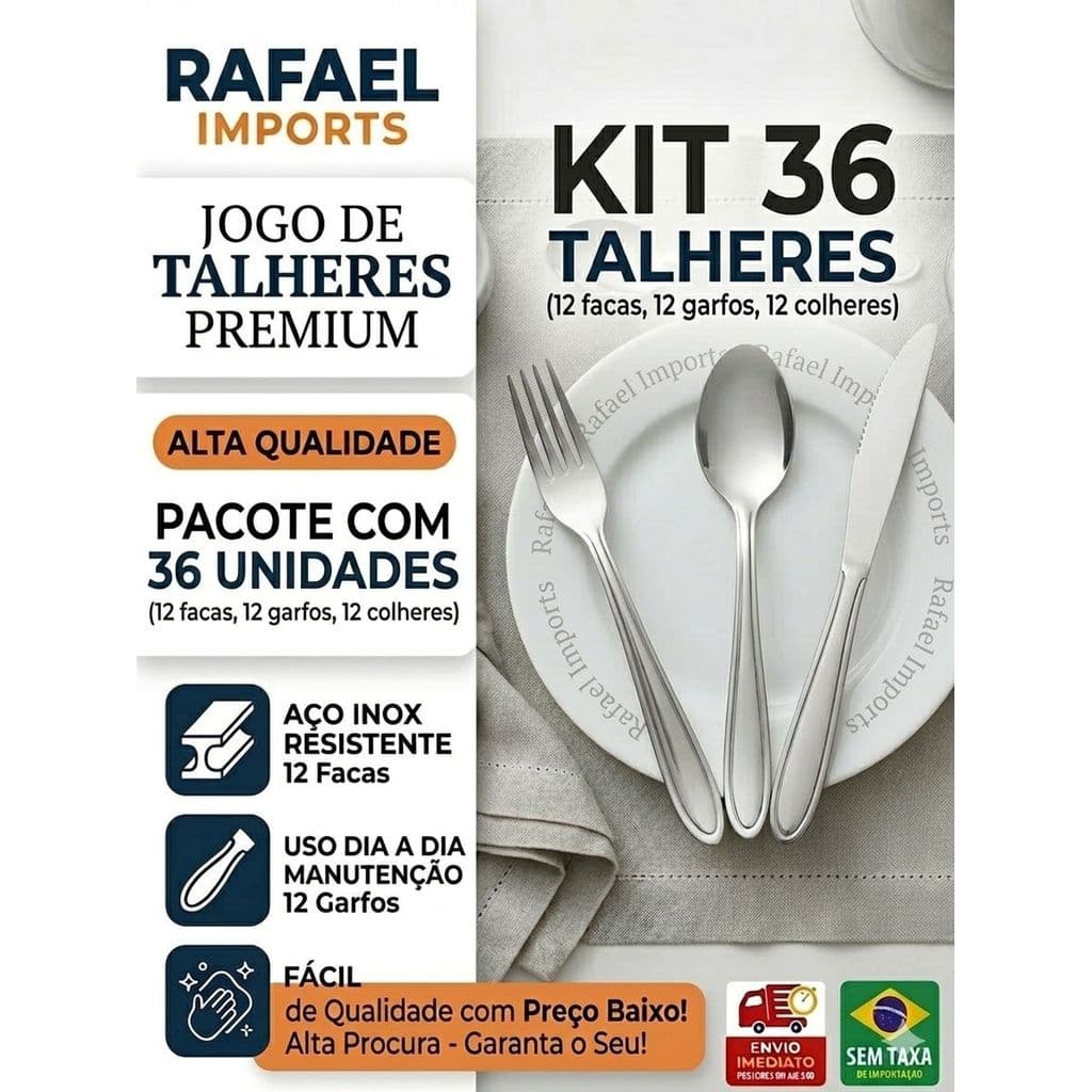 Jogo de Talheres - Aço Inox Mais Vendido - Escolha seu Kit (18 ou 36 Peças)