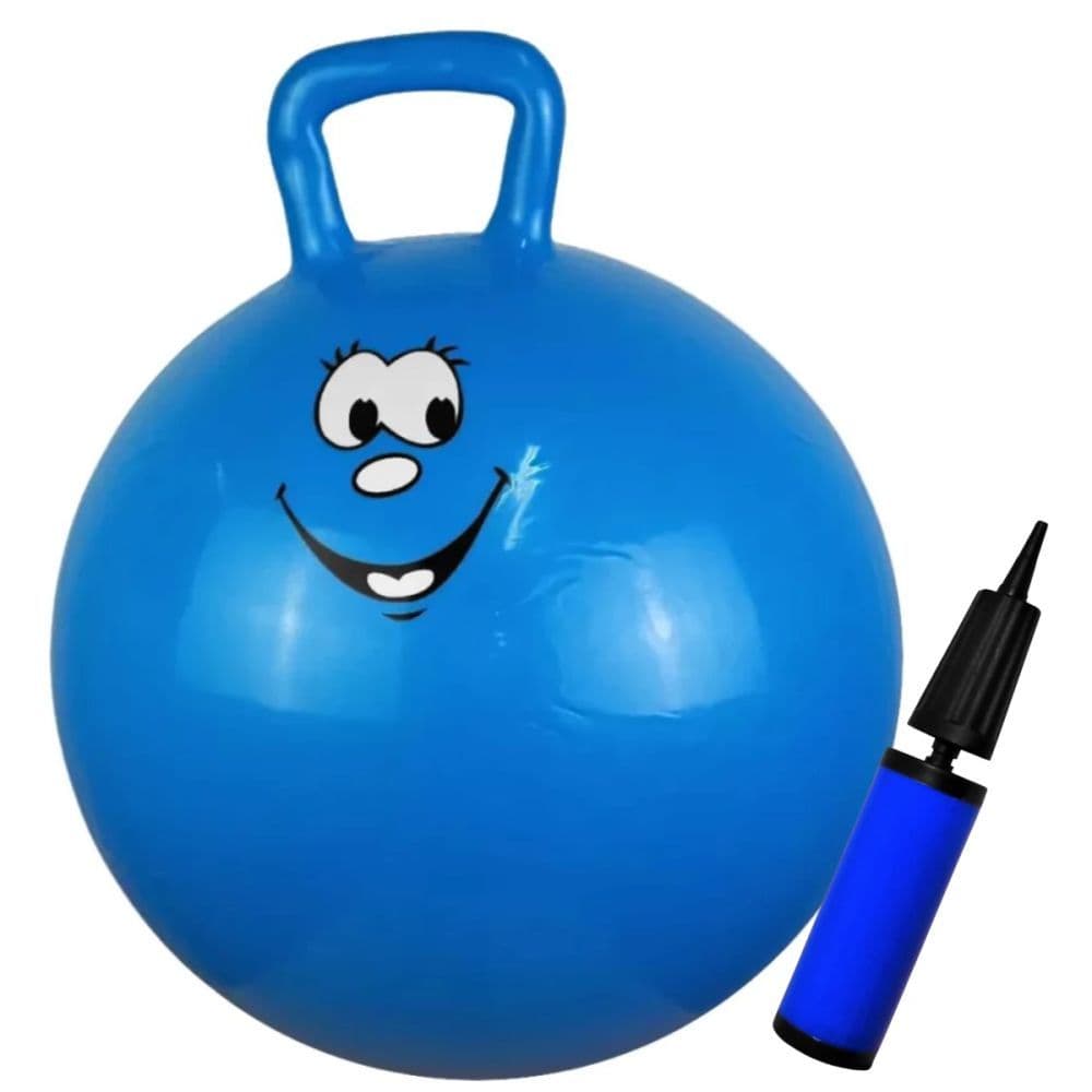 Brinquedo Pula Pula Infantil com Alça 60 Cm Azul com Inflador Manual