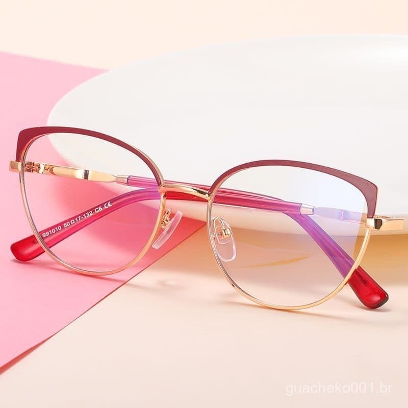 Óculos De Metal Para Crianças Anti-Azul Luz Kids Fashion Cat Eye Spectacles Armação Óptica Dobradiça De Mola
