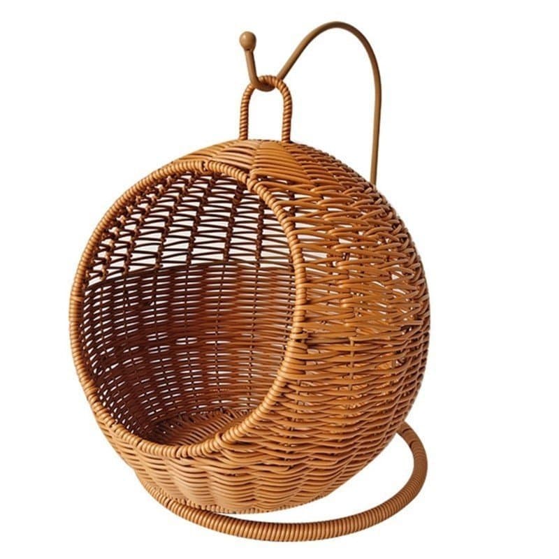 Cama De Gato Suspensa Em Rattan-Rede Aconchegante Para Descanso De Dormir Gatos