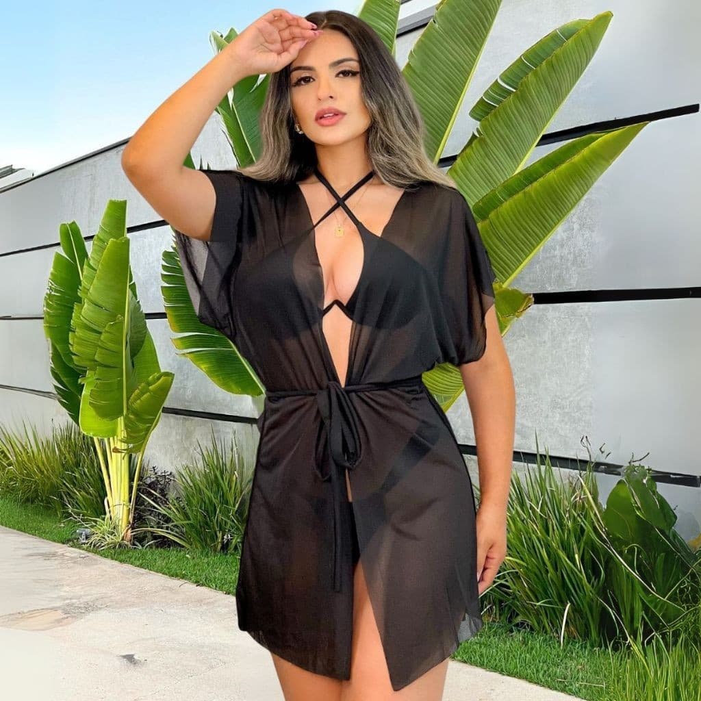 Saida de Praia Hobby Kimono Curto Canga Piscina Moda Verão