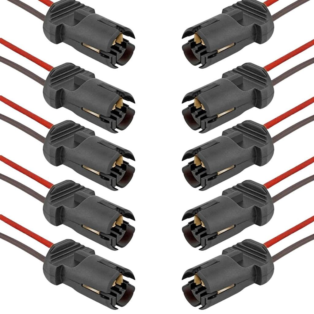 KIT 10 SOQUETE T10 PINGO COM CHICOTE W5W PARA LAMPADAS AUTOMOTIVAS 12V/24V