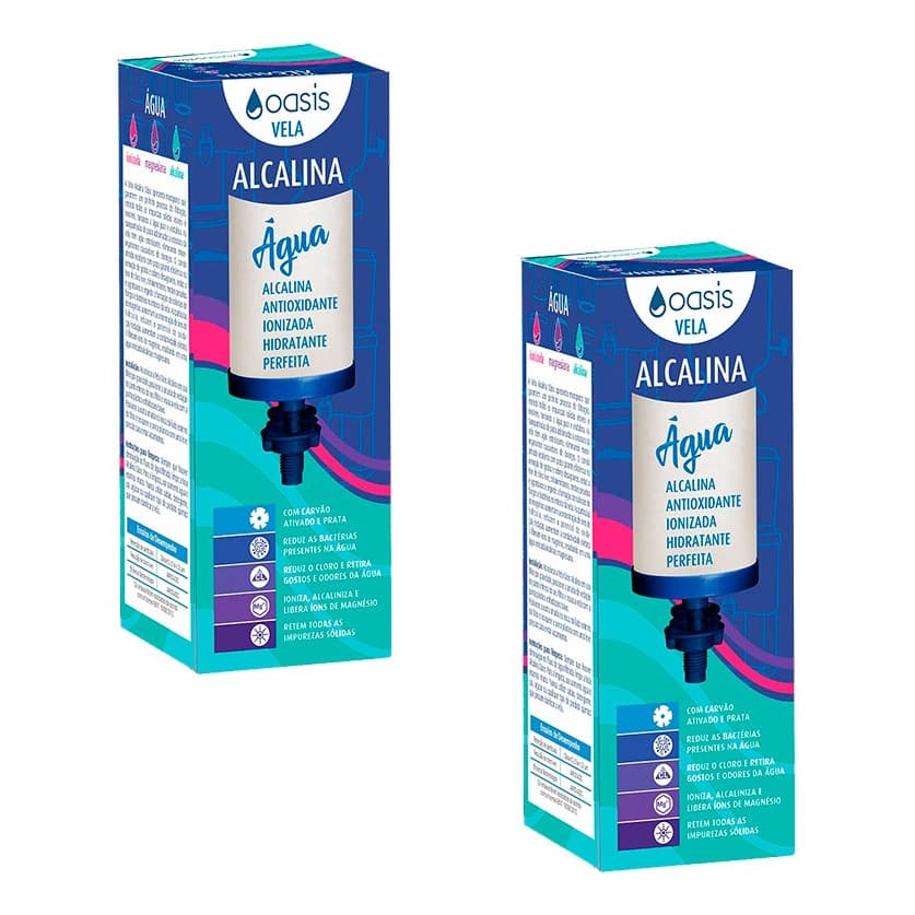 2 Vela Para Filtro Água Alcalina Com Magnesio Prata Carvão