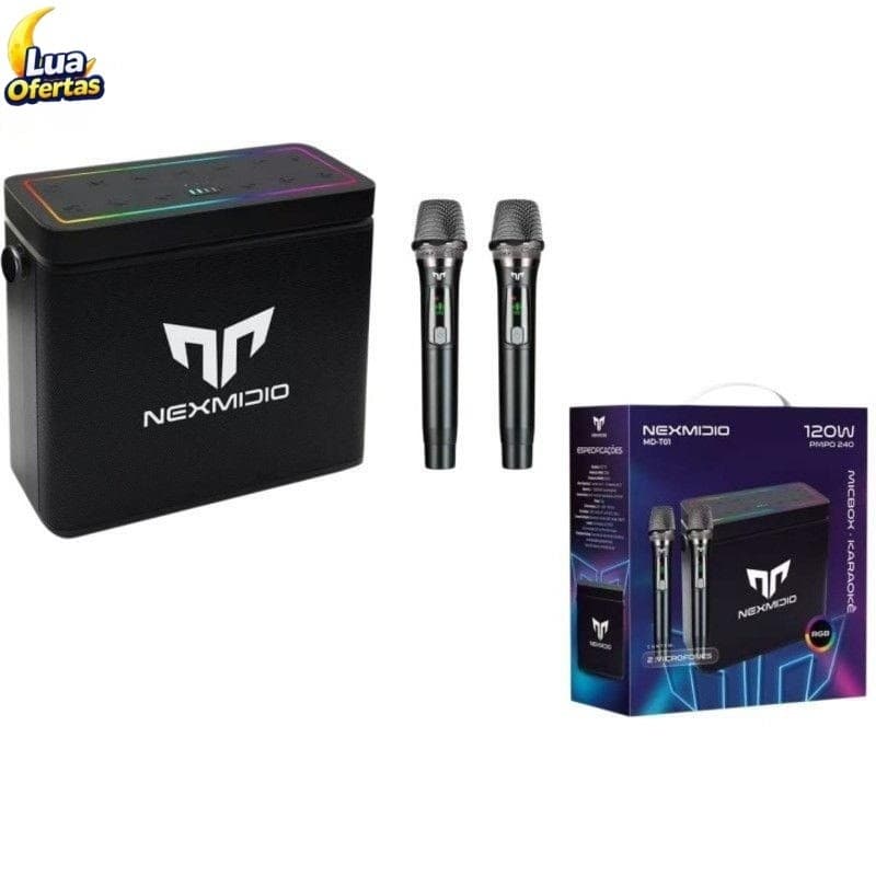Caixa de som portátil Bluetooth para karaokê com dois microfones, alto-falantes potentes e som de alta qualidade MD-T01