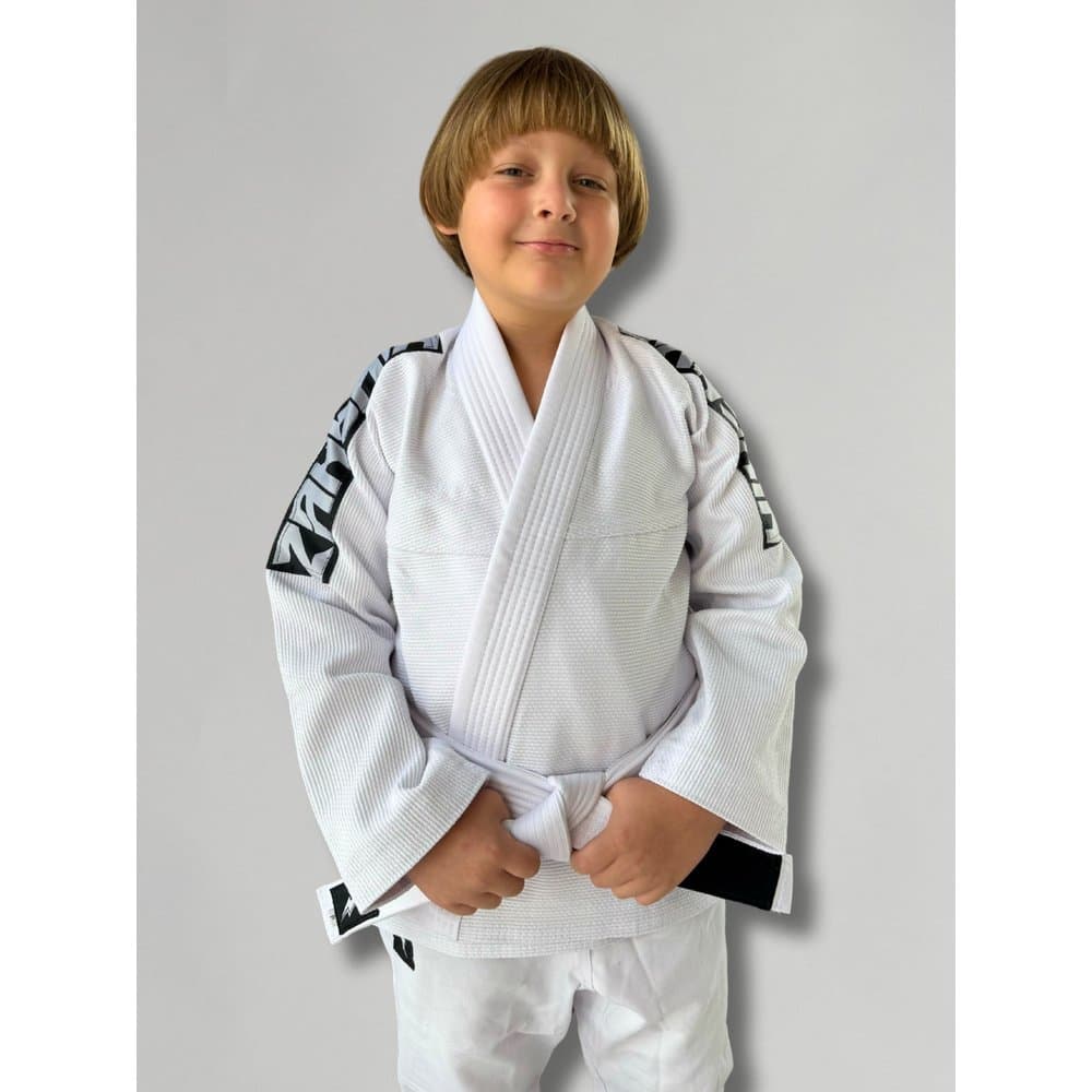 Kimono TK10 Trançado Jiu Jitsu Infantil Branco - M5 1,41m/1,50m-41kg à 50kg