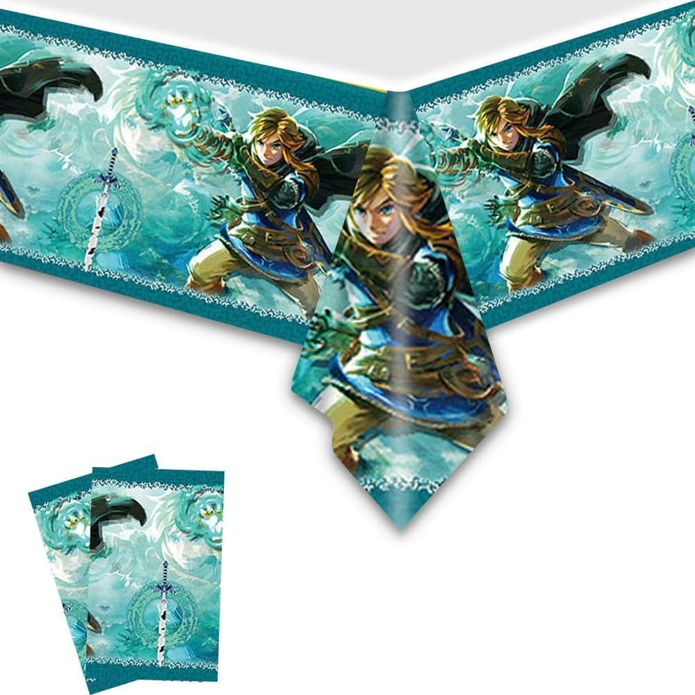 Toalha de Mesa Descartável 2Pacs para Festa de Aniversário Zelda, Suprimentos e Decorações para Meninos, Chá de Bebê, Me
