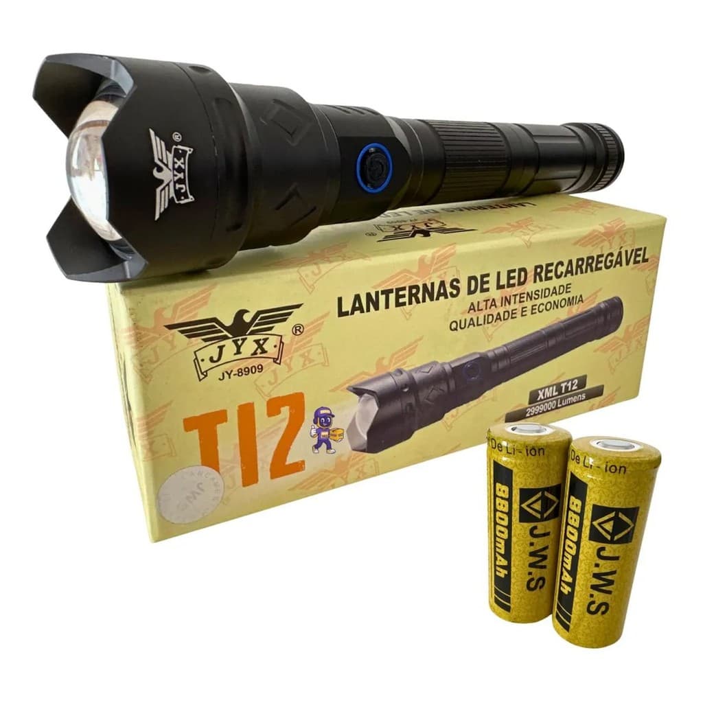 Lanterna Tática Militar Led T12 Potente Recarregavel Usb JY-8909