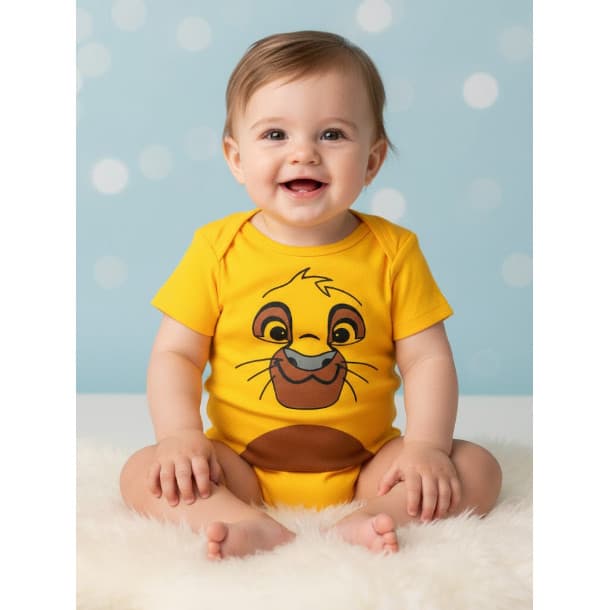 Body Infantil de Bebe Temático Simba Rei Leão Mêsversário Fantasia Promoção