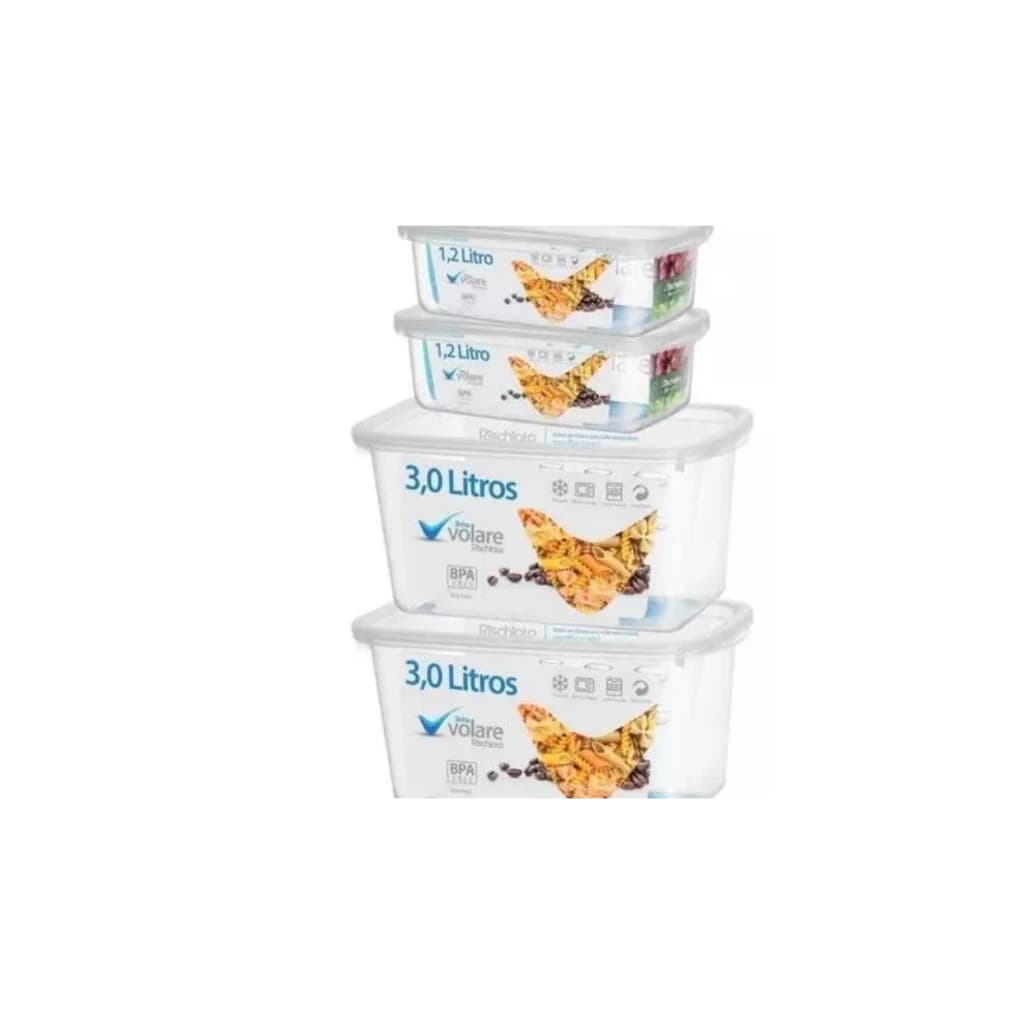 4 Potes Volare Transparente Rischioto 1,2 L E 3,0 L