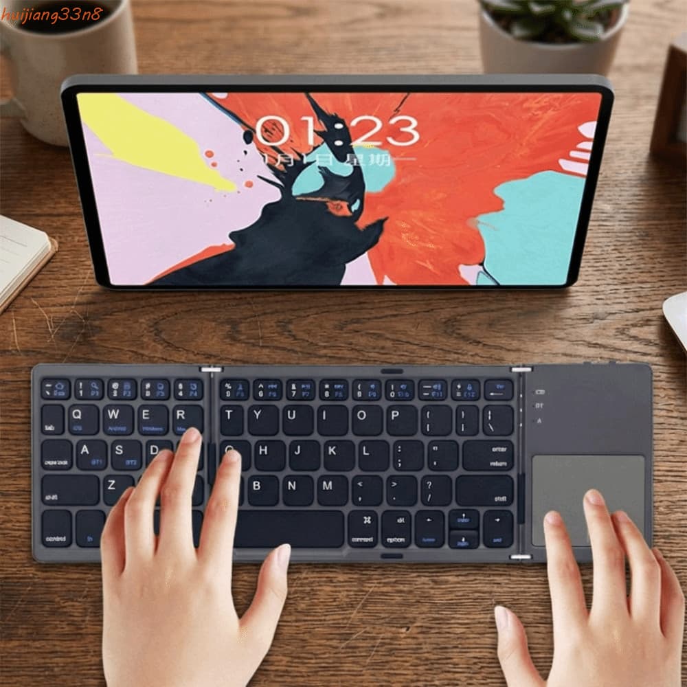 Teclado Bluetooth HUIJIANG , Sem Fio Dobrável Universal Slient , Com Recarregável Touchpad