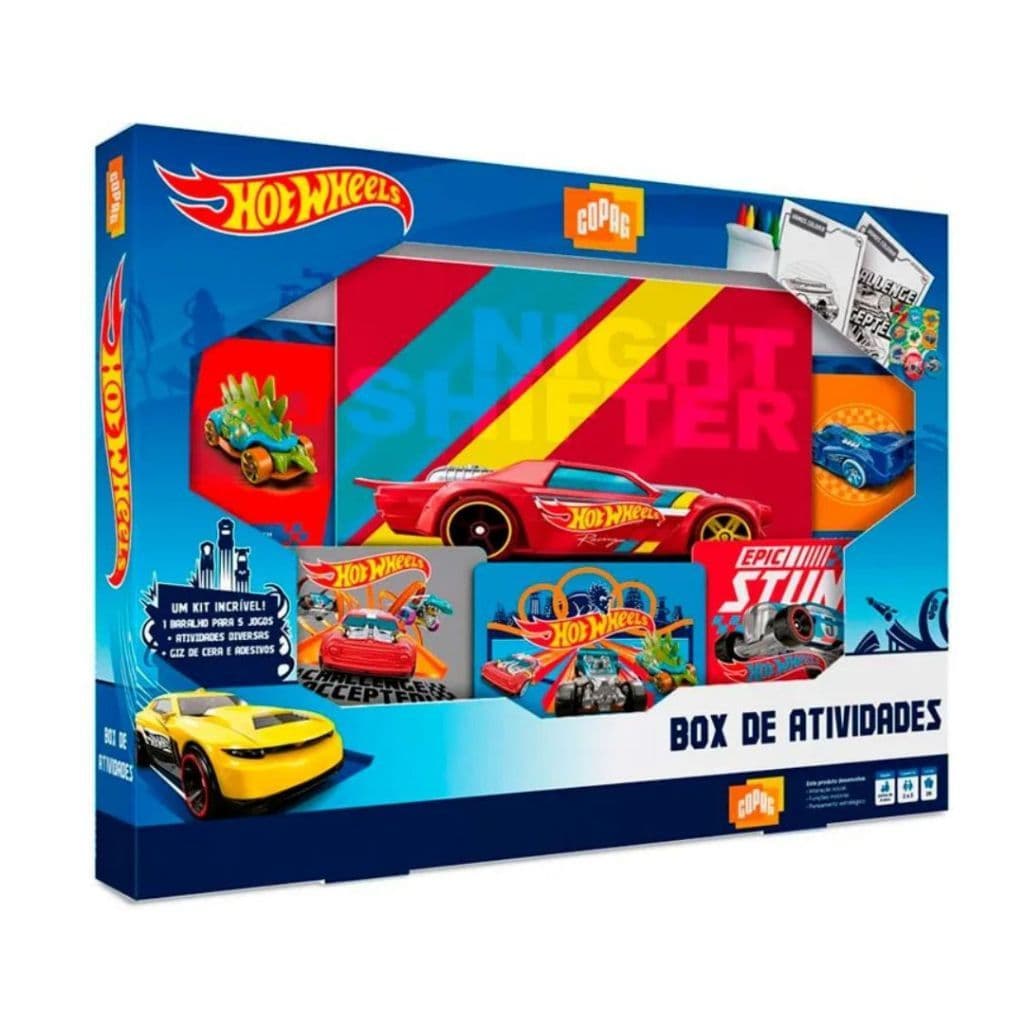 Box Atividade Hot Wheels Jogo Brinquedo Colorir Pintar Carta