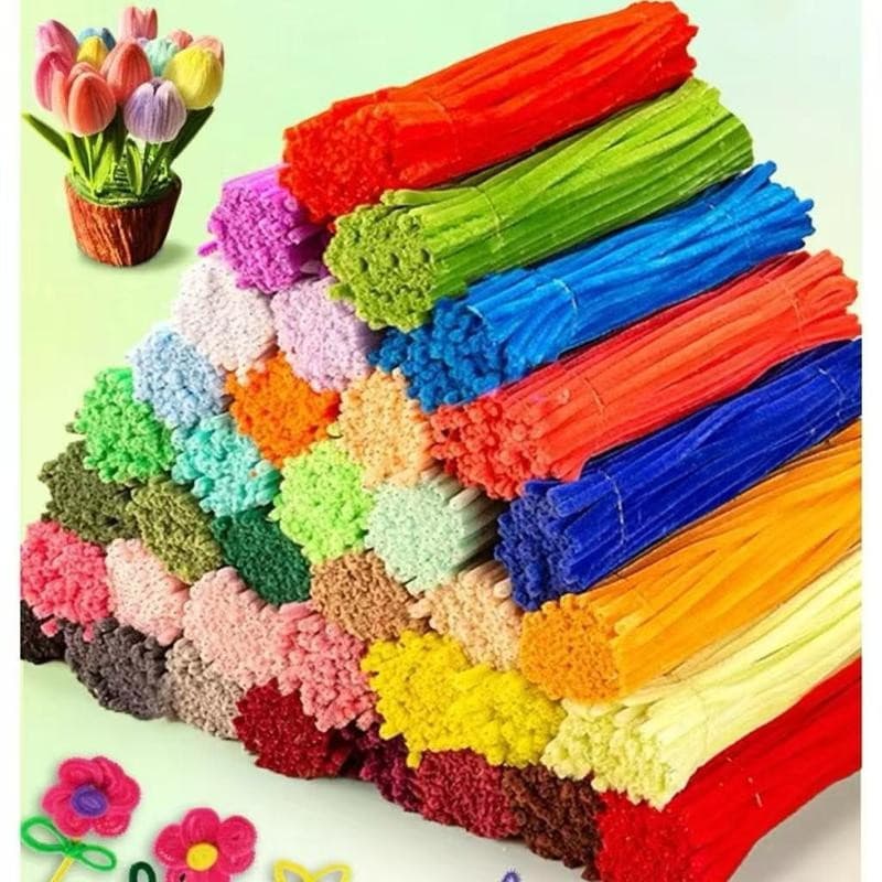 Fio Felpudo 100 Peças Hastes Coloridas De Chenille Torcidas Buquê Bar Artesanato Material Faça Você Mesmo F
