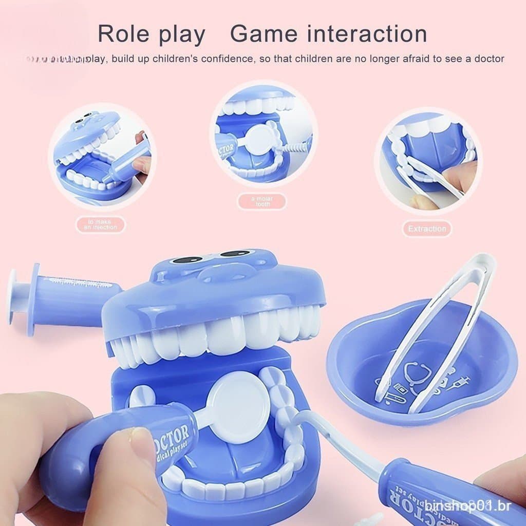 Conjunto de brinquedos de simulação odontológica de 9 peças para exame dentário, brinquedo educativo de médico para cria