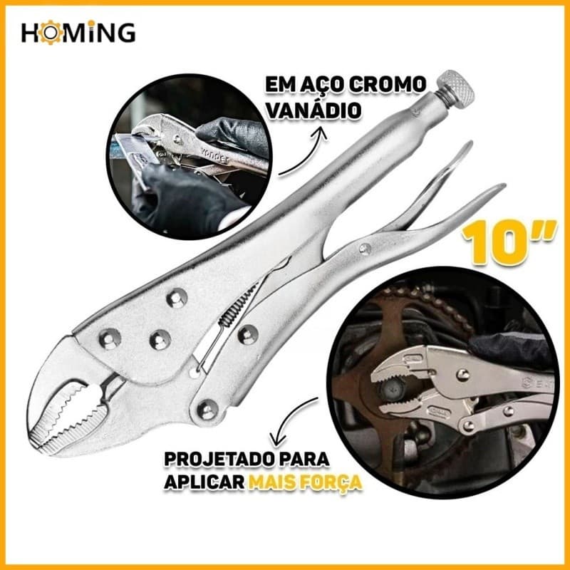 Alicate De Pressão 10 Polegada 250mm Mordente Curvo Reto Chaves Inglesas