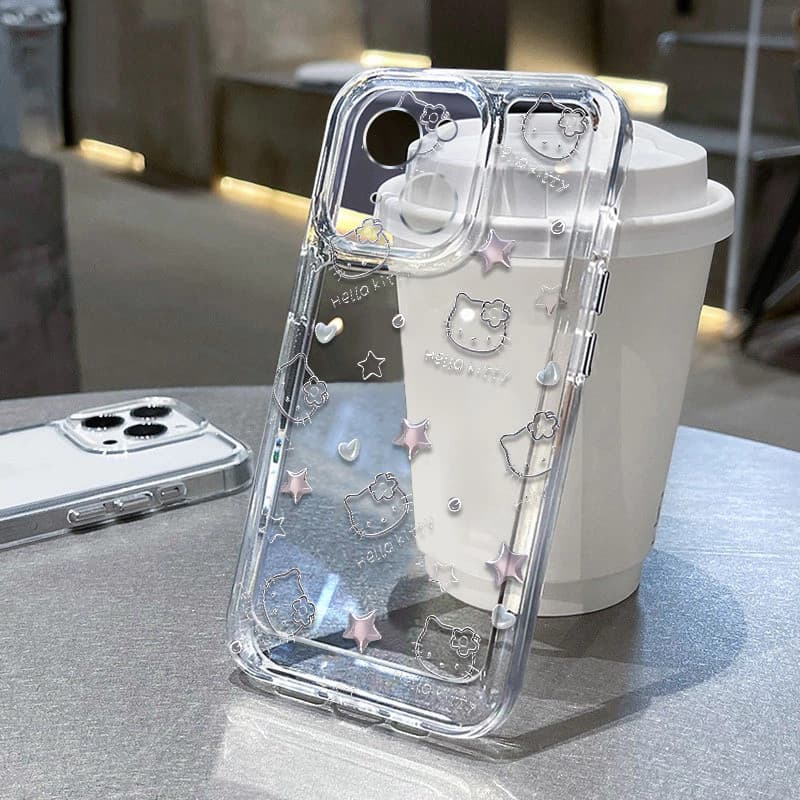 Capinha Capa Material transparente TPU Estampa da Hello Kitty Samsung A04 A05 A15 A23 A32 A34 A35 A50 A52 A55 A72
