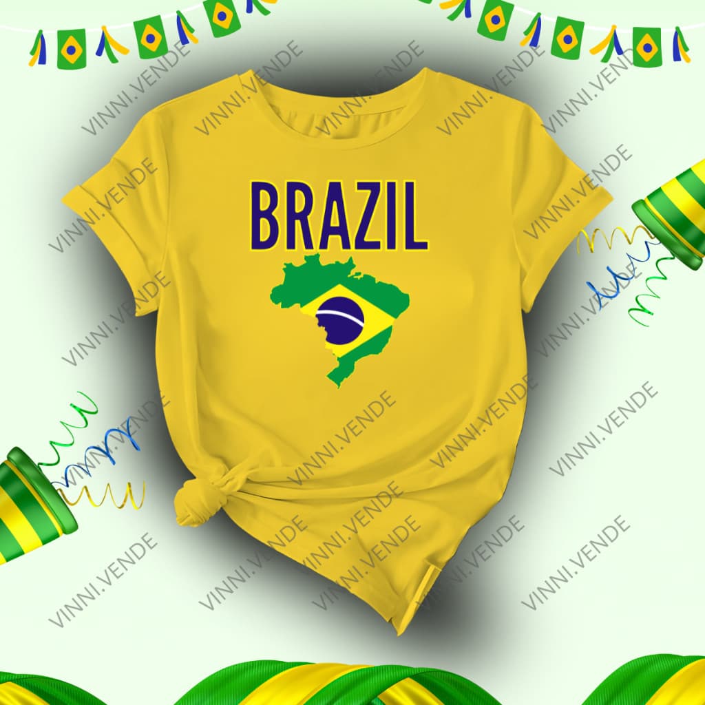 Camiseta Brazil Mapa Bandeira Blusa 100% Algodão Unissex Seleção Política Copa 2026
