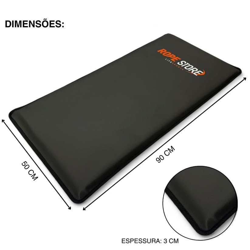 Kit com 5 Colchonetes 90 x 50 x 3 cm D60 Emborrachado Preto