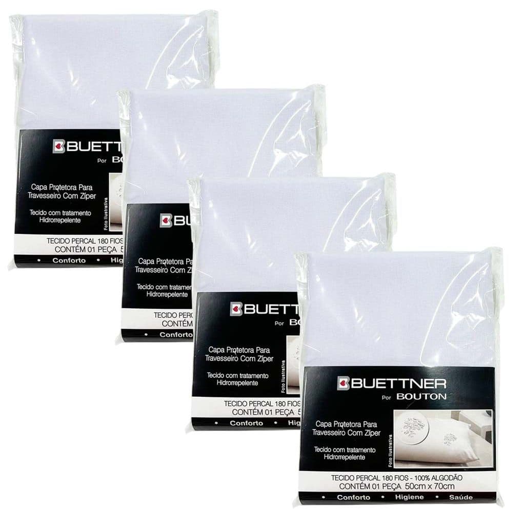 Kit 4 Protetores de Travesseiro Impermeáveis Hidrorrepelente