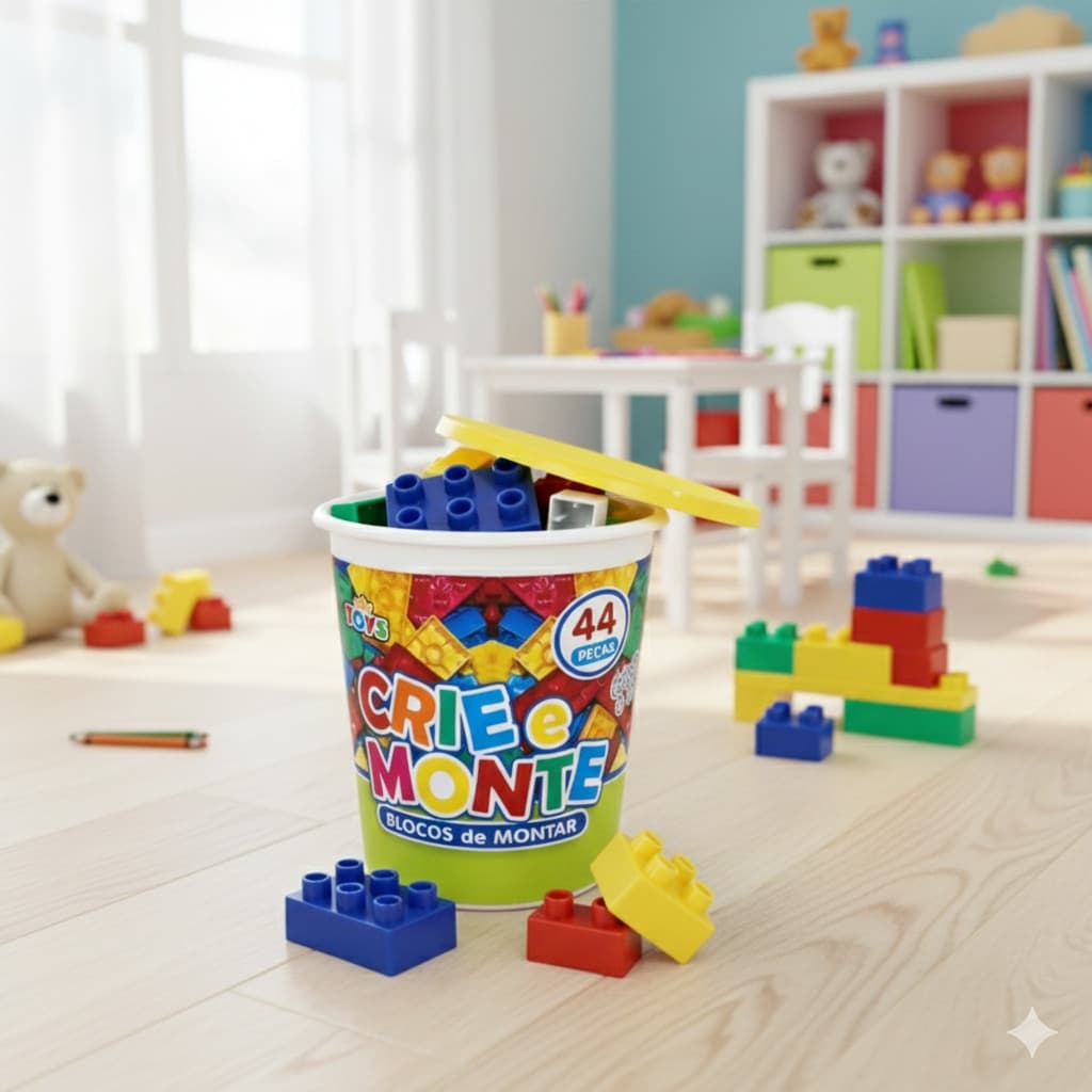 Brinquedo Blocos De Montar Infantil Educativo 44 Peças