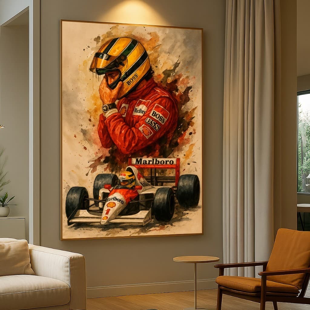 Quadro Decorativo GRANDE Alta Resolução Para Sala Quarto Escritório Quadro Ayrton Senna