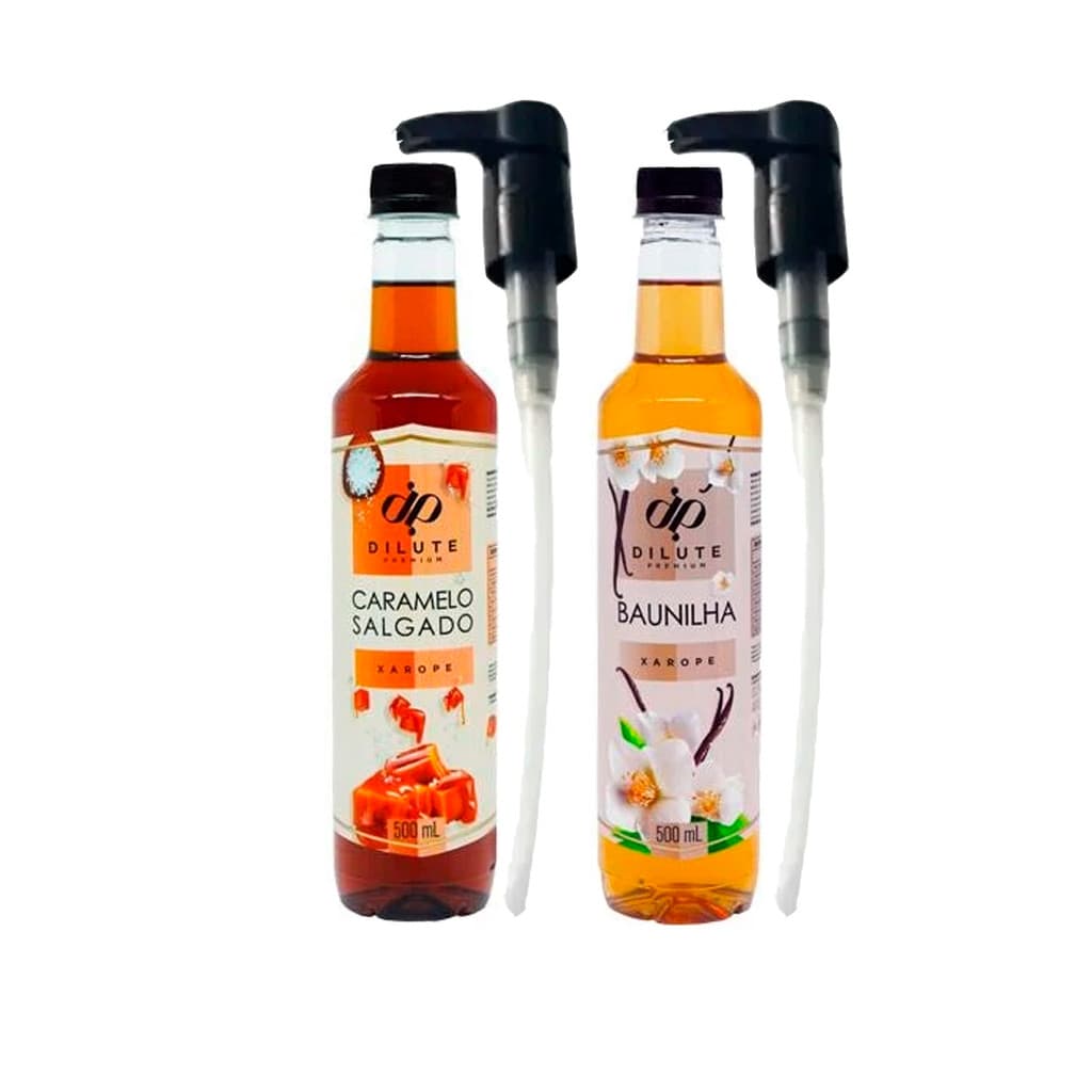 kit 2 Xarope Para Soda Italiana Drinks e Café Dilute + 2 Dosador