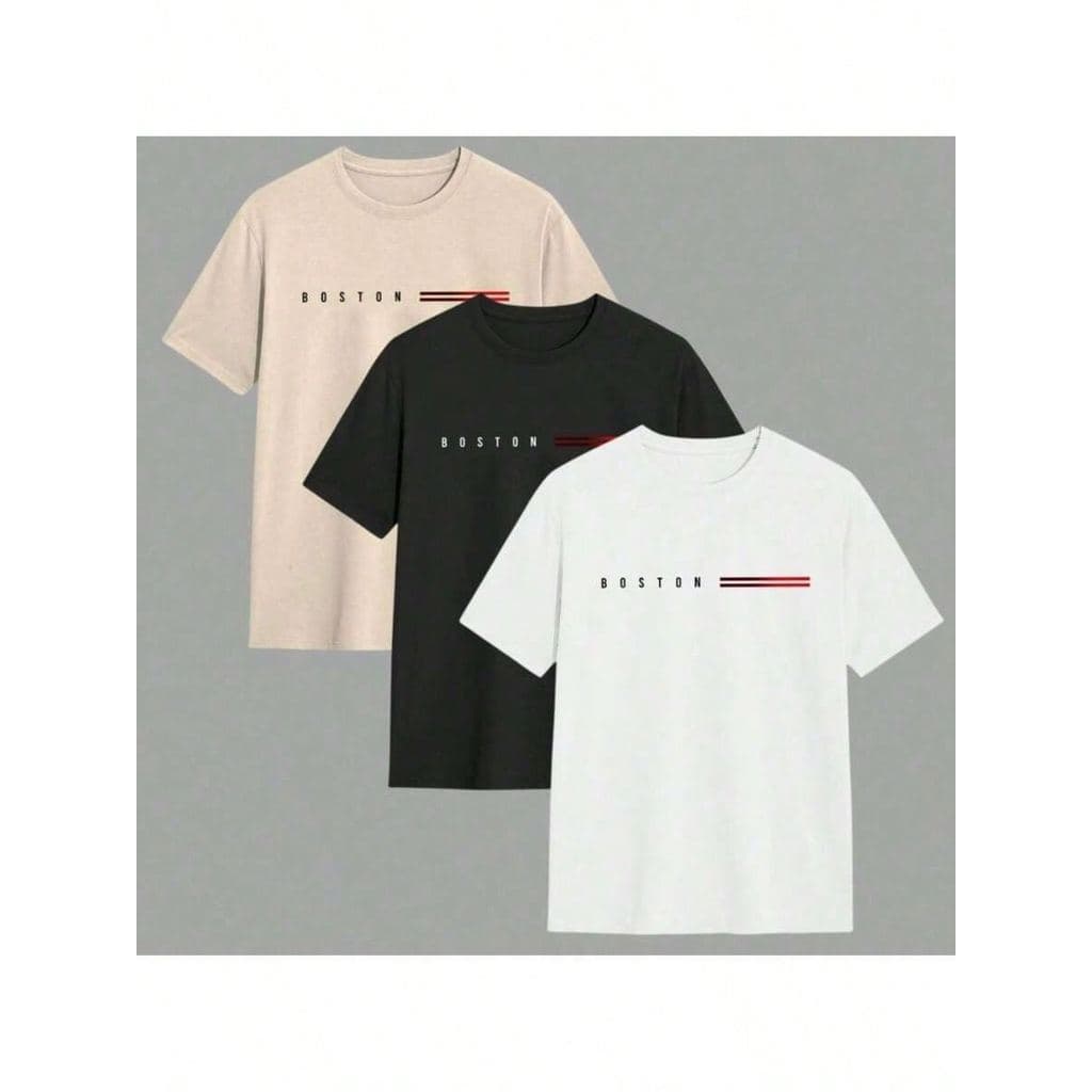 Kit 3 Camisetas Masculina Blusa 100% Algodão Camisa Fio 30.1 Envio Imediato Varias Boston