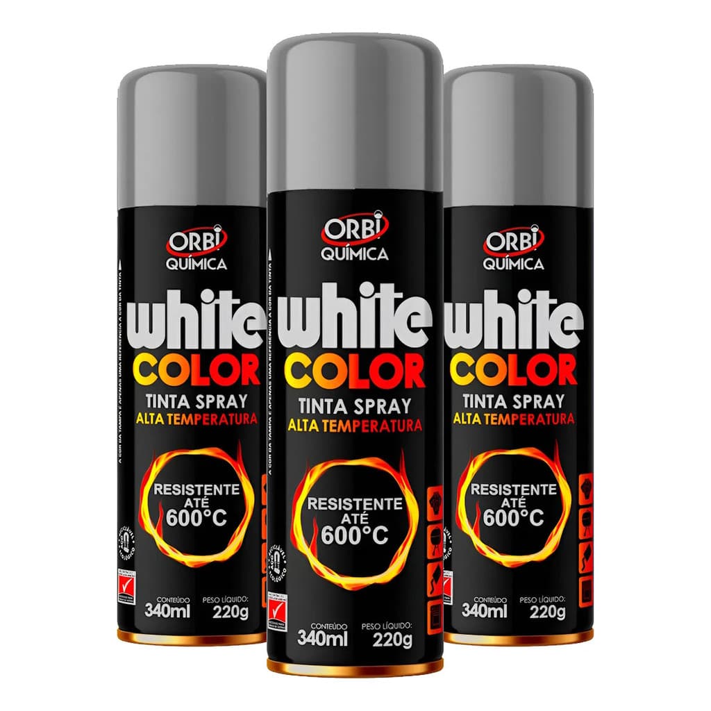 Kit 3 Orbi Spray 340ml 600ºC Antiferrugem Secagem Rápida Uso Automotivo