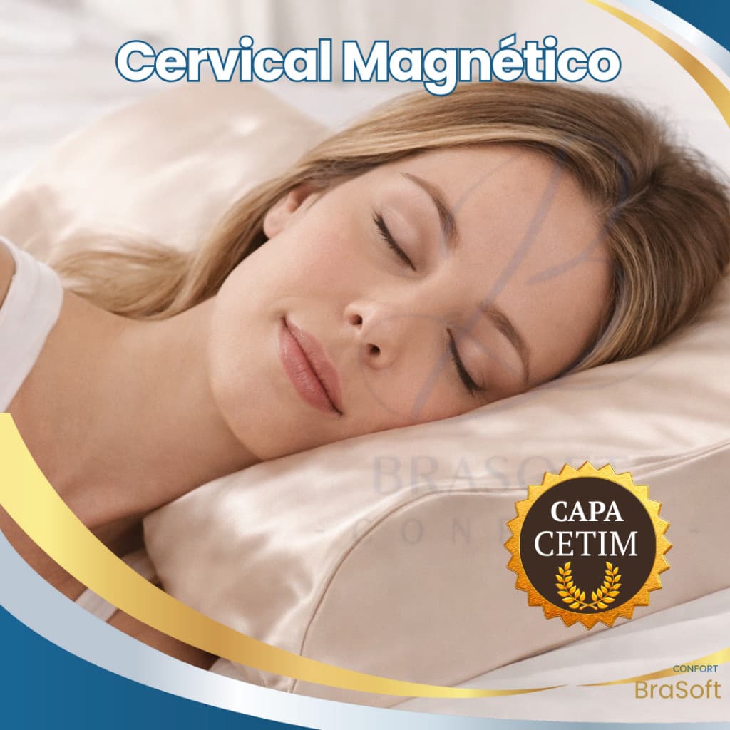 Kit2 Travesseiro Cervical Magnético | Capa Percal 200 Fios Infravermelho