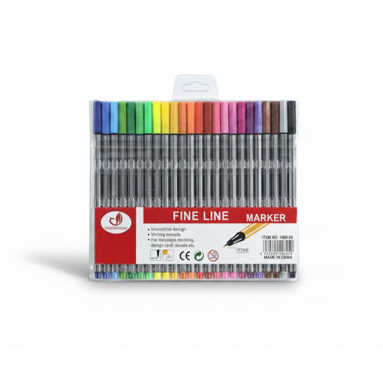 Caneta Hidrográfica Kit 24 Cores Ponta Porosa Fina 0.4MM
