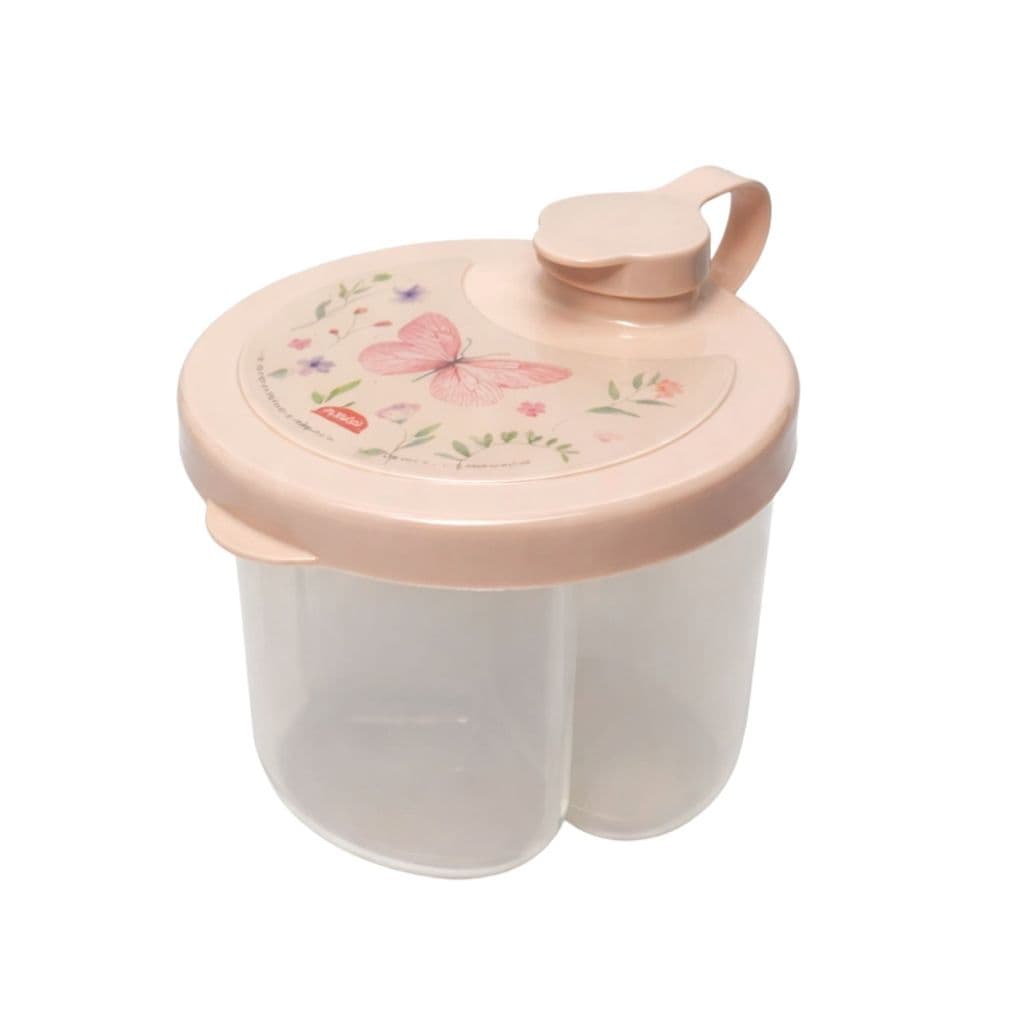 POTE DOSADOR LEITE EM PO PARA ARMAZENAR 3 DIVISORIA 100ML CD GIRATORIA MAMADEIRA BORBOLETA