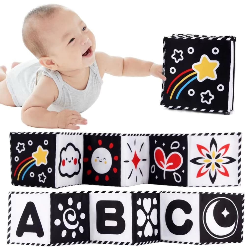 Livro De Pano Macio Preto E Branco De Alto Contraste Para Atividades De Tempo De Barriga Infantil Recém-Nascido , Natal