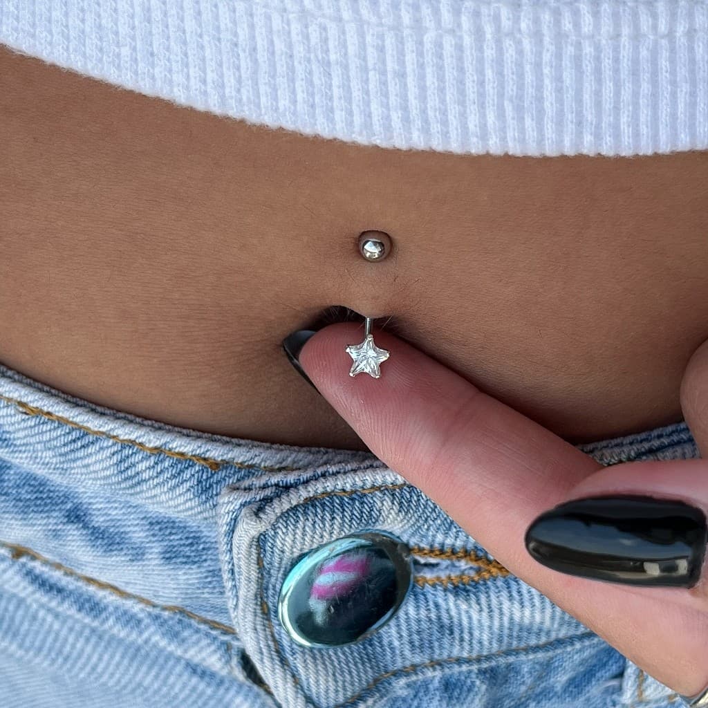 Piercing Umbigo Ponto de Luz Estrela Pedra Zircônia