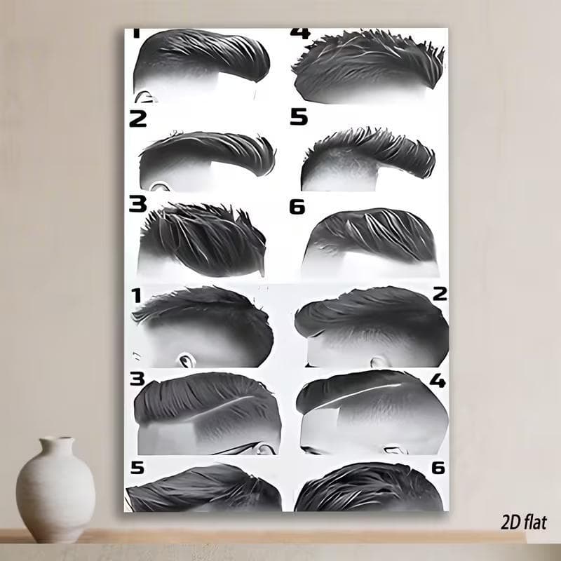Quadro Decorativo Barbearia - Guia de Estilos e Cortes Masculinos