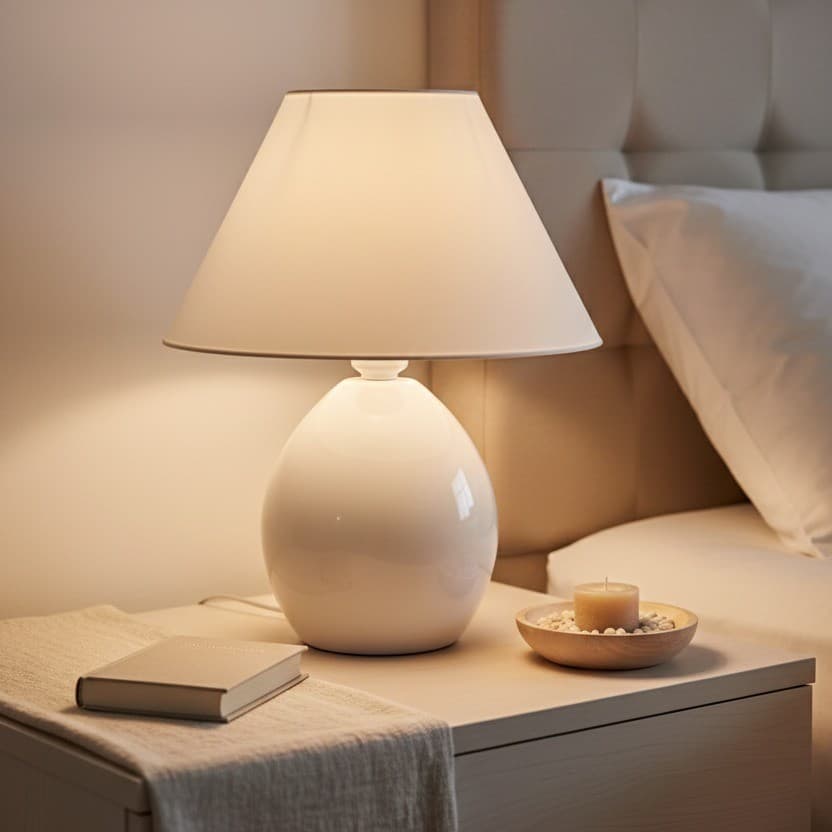 Abajur Luminária de Cerâmica Elipse Grande com Cúpula Decoração Quarto Sala Escritório